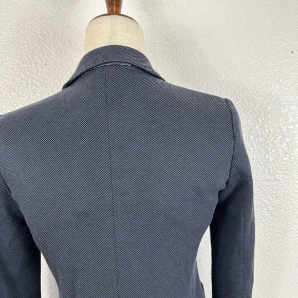 Massimo Dutton Jacket Women Size 4 Blue One Button Tweed Twill Blazer Pockets - Picture 8 of 11